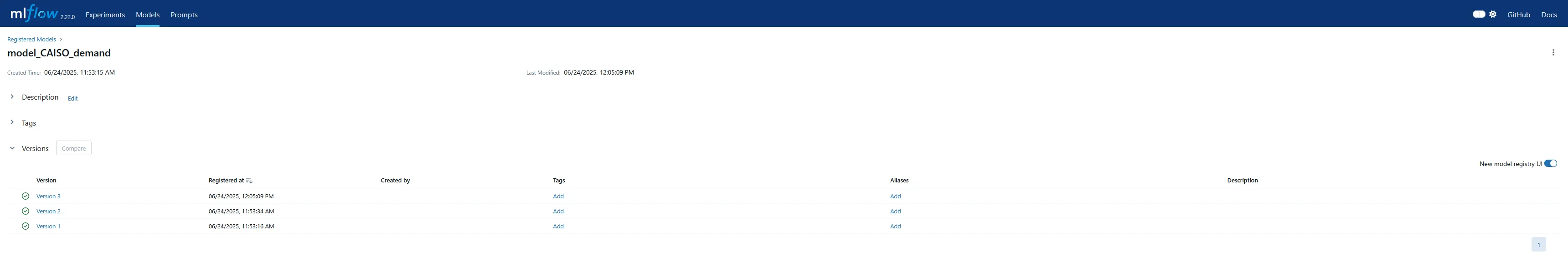 MLflow UI Runs plot view