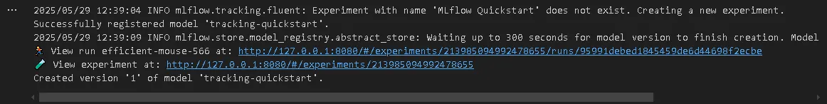 Quickstart step 4 results